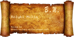 Bolyki Milla névjegykártya
